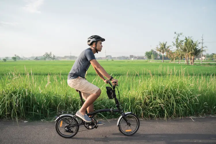 riding a folding bike